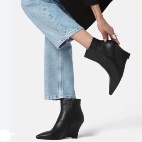 Rachel Zoe Black Wedge Zippered Booties - Picture 1 of 3